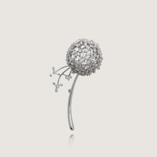 Modern silver floral brooch with crystal embellishments