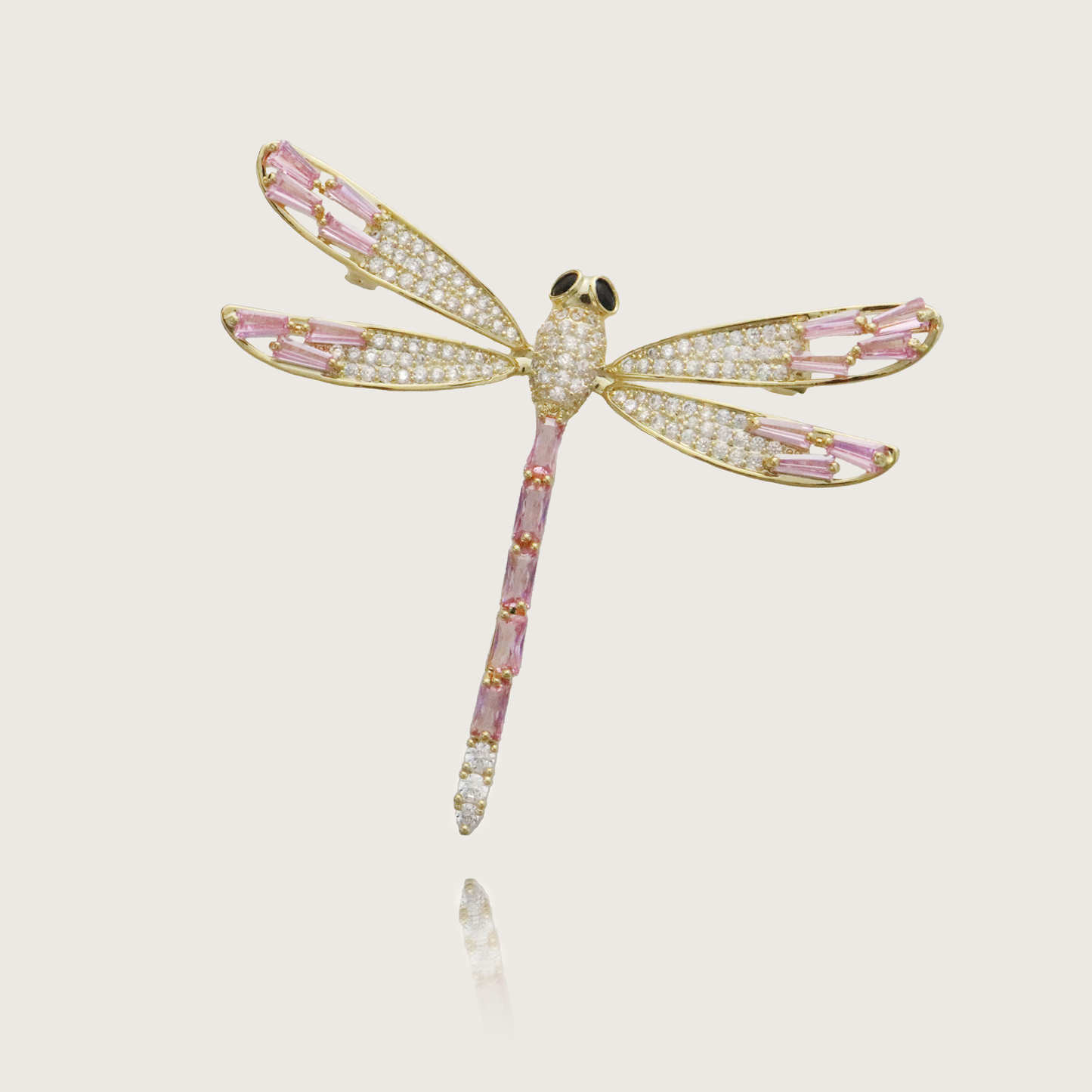 Luxury Insect-Themed Jewelry with Sparkling Pink Stones and Gold Finish